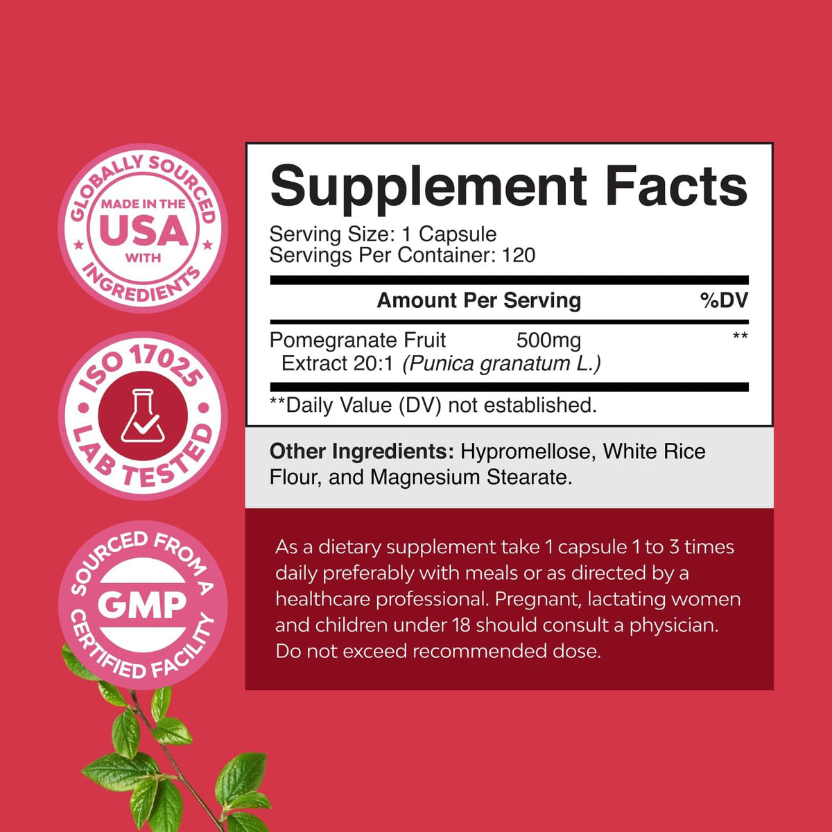 Advanced Pomegranate Extract Capsules - 500mg, 120 Capsules - görsel 7