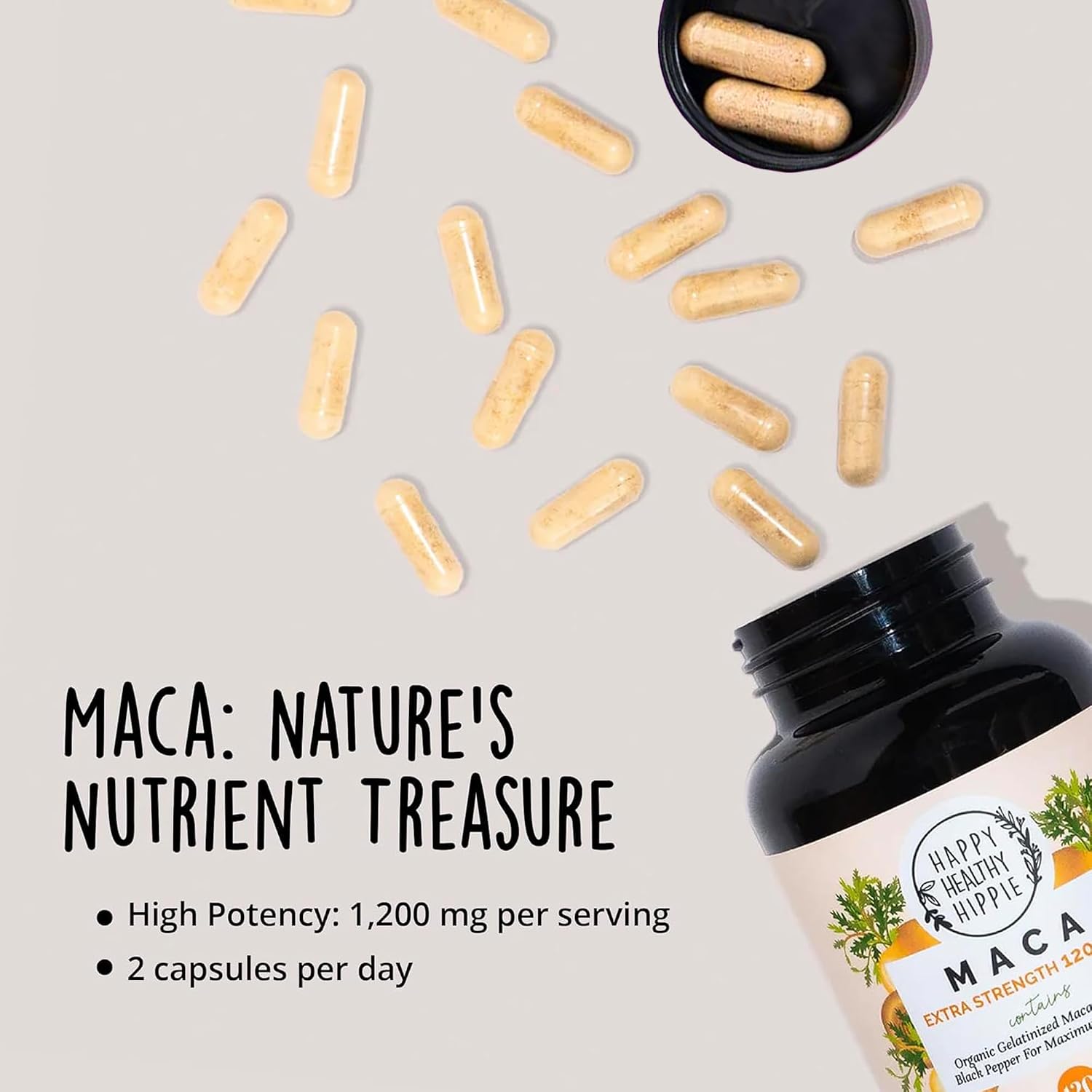 Organic Maca Root Capsules 1200 mg – Women's Vitality & Hormonal Support (120 Capsules) - görsel 7