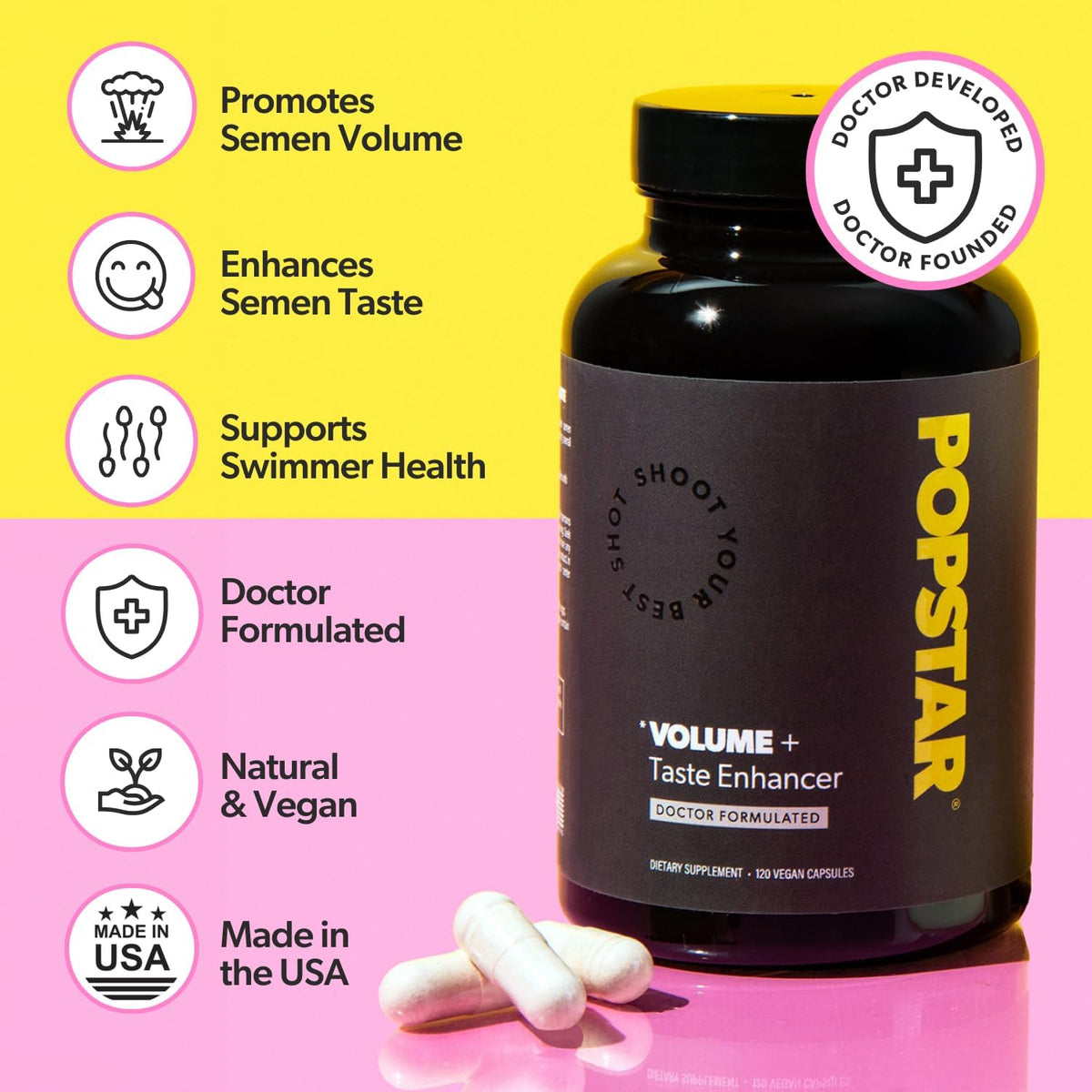 POPSTAR Labs Semen Volume Booster – Men's Reproductive Health & Fertility Support – 240 Capsules - görsel 2