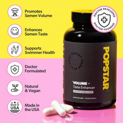 POPSTAR Labs Semen Volume Booster – Men's Reproductive Health & Fertility Support – 240 Capsules