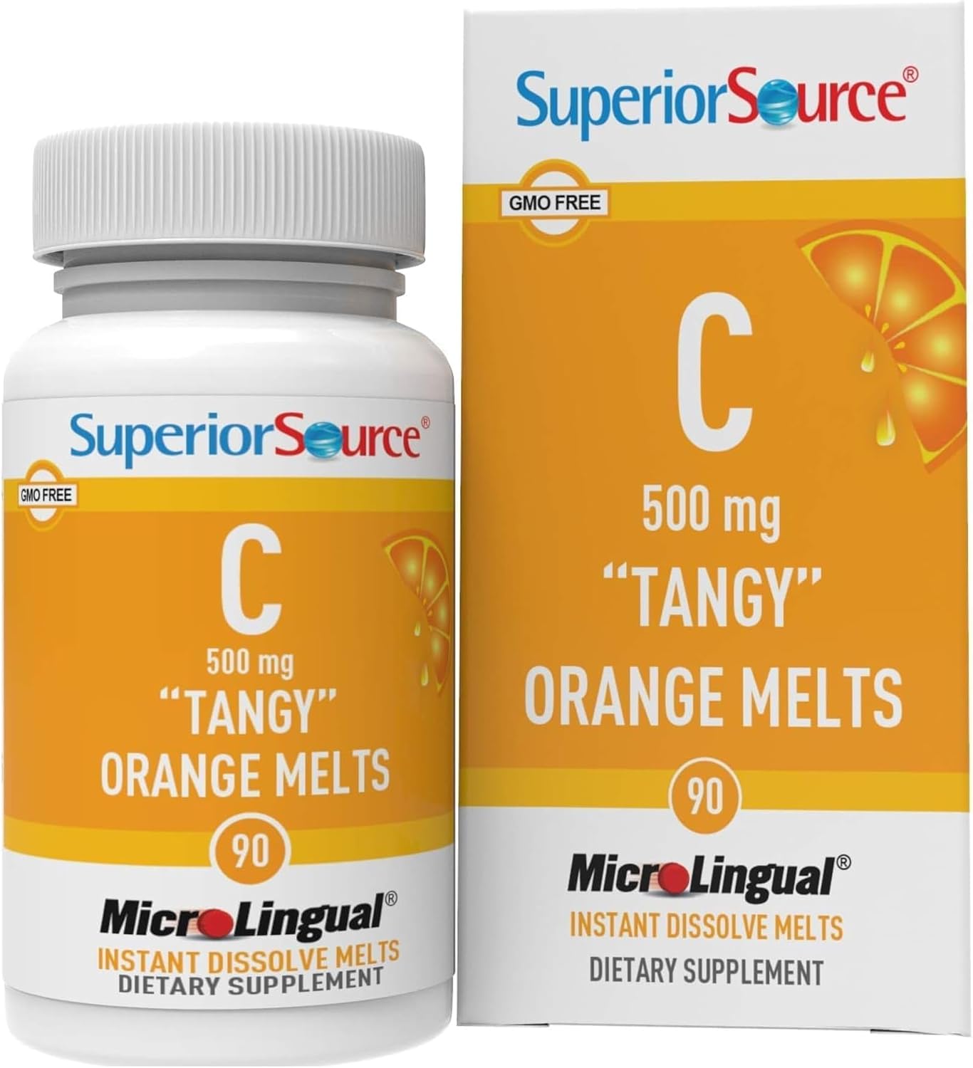 Superior Source Vitamin C 500 mg Tangy Orange Melts - 90 Sublingual Tablets - görsel 1