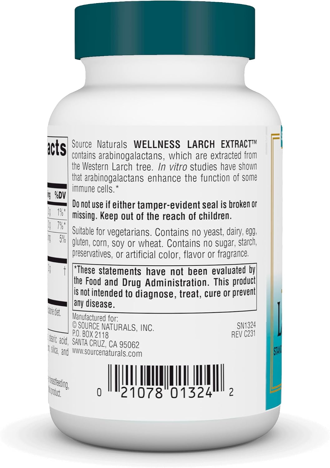 Source Naturals Wellness Larch Extract - Standardised Arabinogalactans - 60 Tablets - görsel 3