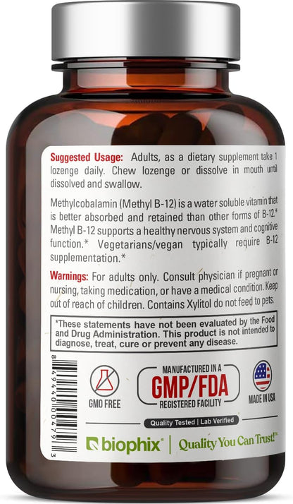 biophix Methyl B-12 10000 mcg 90 Vegan Lozenges Cherry Flavour Extra Strength