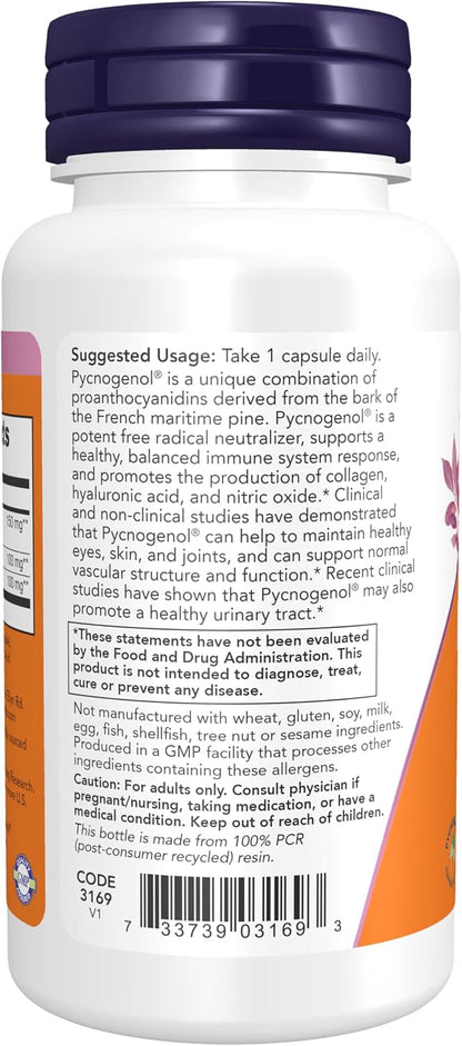 Now Supplements, Extra Strength Pycnogenol® 150mg, 60 Vegan Capsules