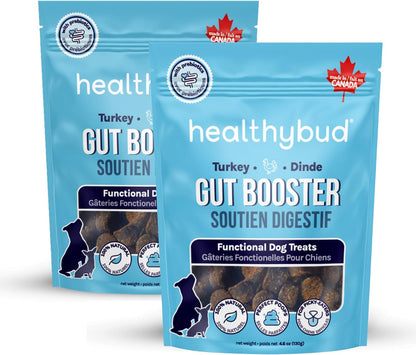 healthybud Turkey Dog Probiotic Chews - Gut Health Support - Prebiotic, Fibre & Vitamin, Puppy Liver Bites for Sensitive Stomach, for Firm Stool (2-Pack)