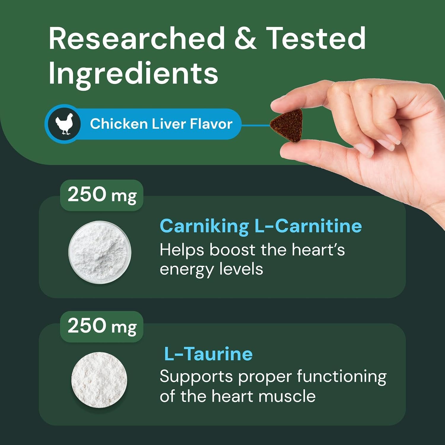 VETRISCIENCE Veterinary Strength Healthy Heart Chews – Heart & Energy Supplement for Pets – Cardiovascular Support – Chicken Flavour – 60 Count - görsel 5