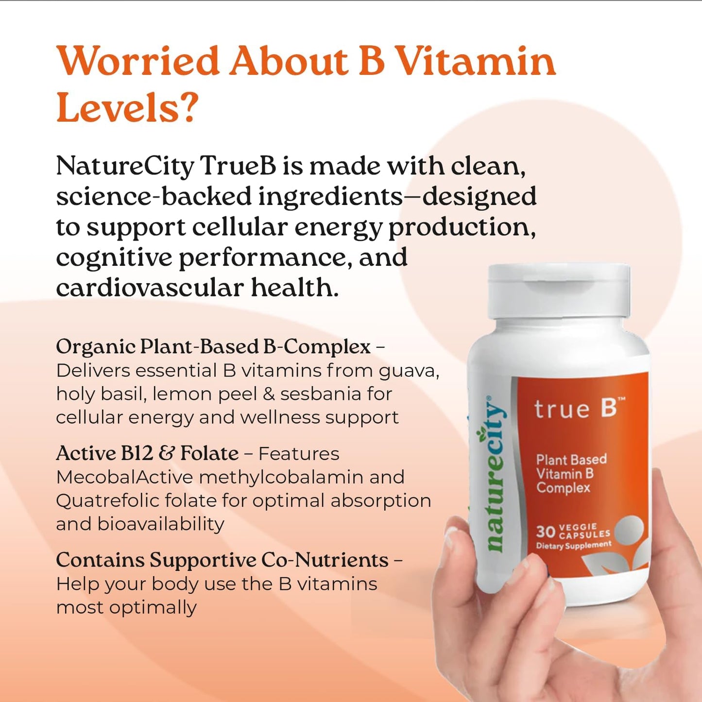 NatureCity True-B Plant-Based Super B Vitamin Complex – 30 Veggie Capsules - görsel 4