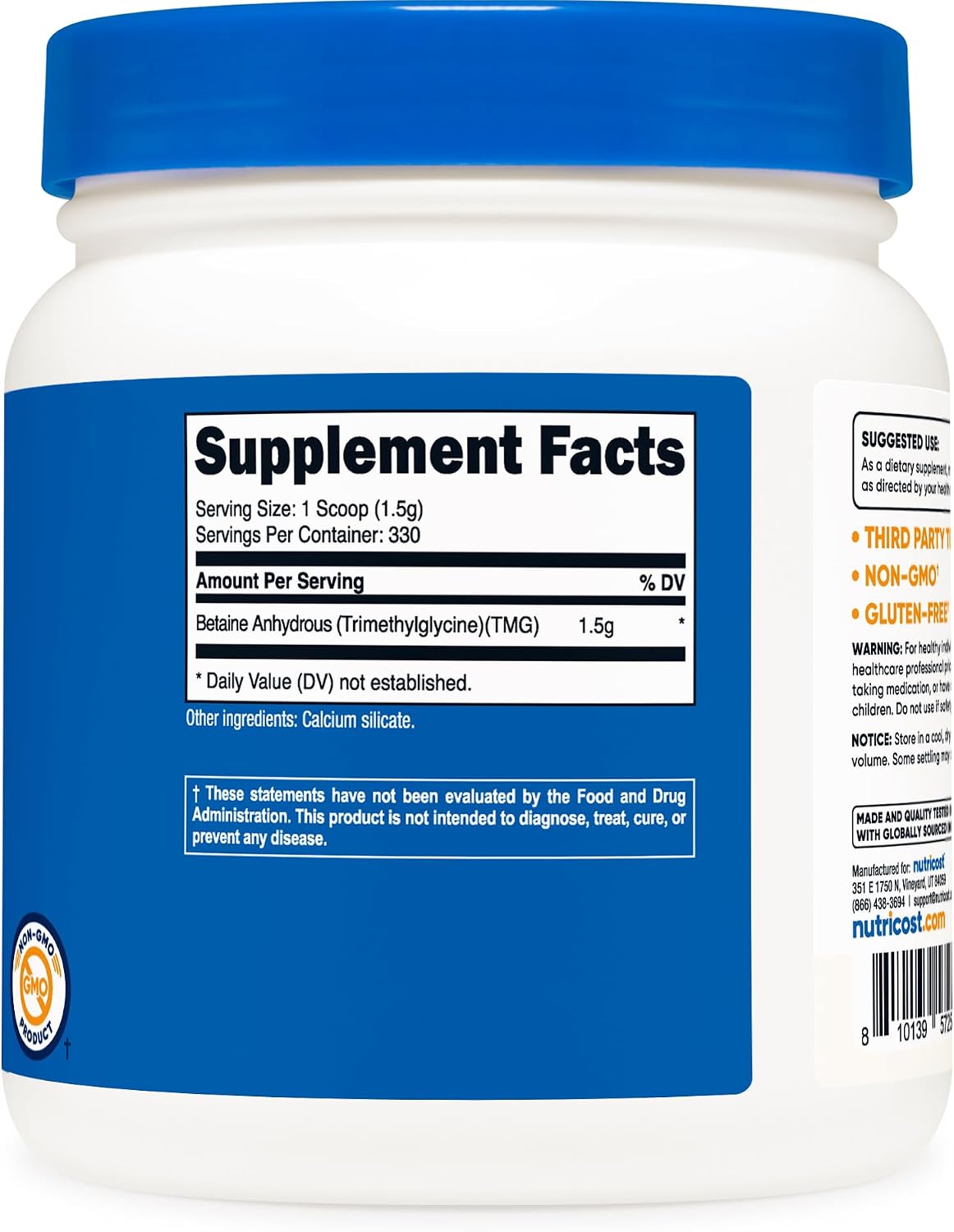 Nutricost Betaine Anhydrous (TMG) Powder, 500 g - görsel 5