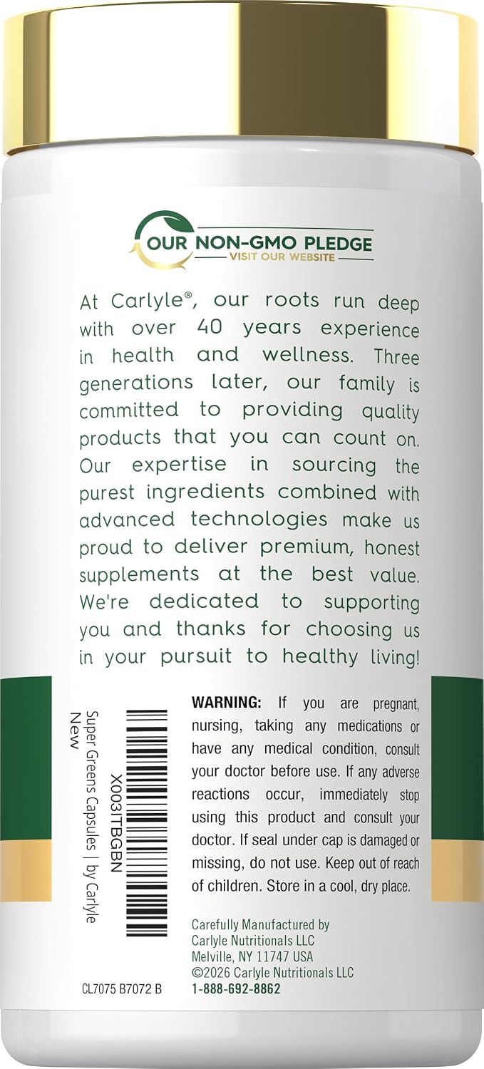 Carlyle Super Greens Capsules - 30 Fruits & Vegetables Blend (250 Count) - görsel 3