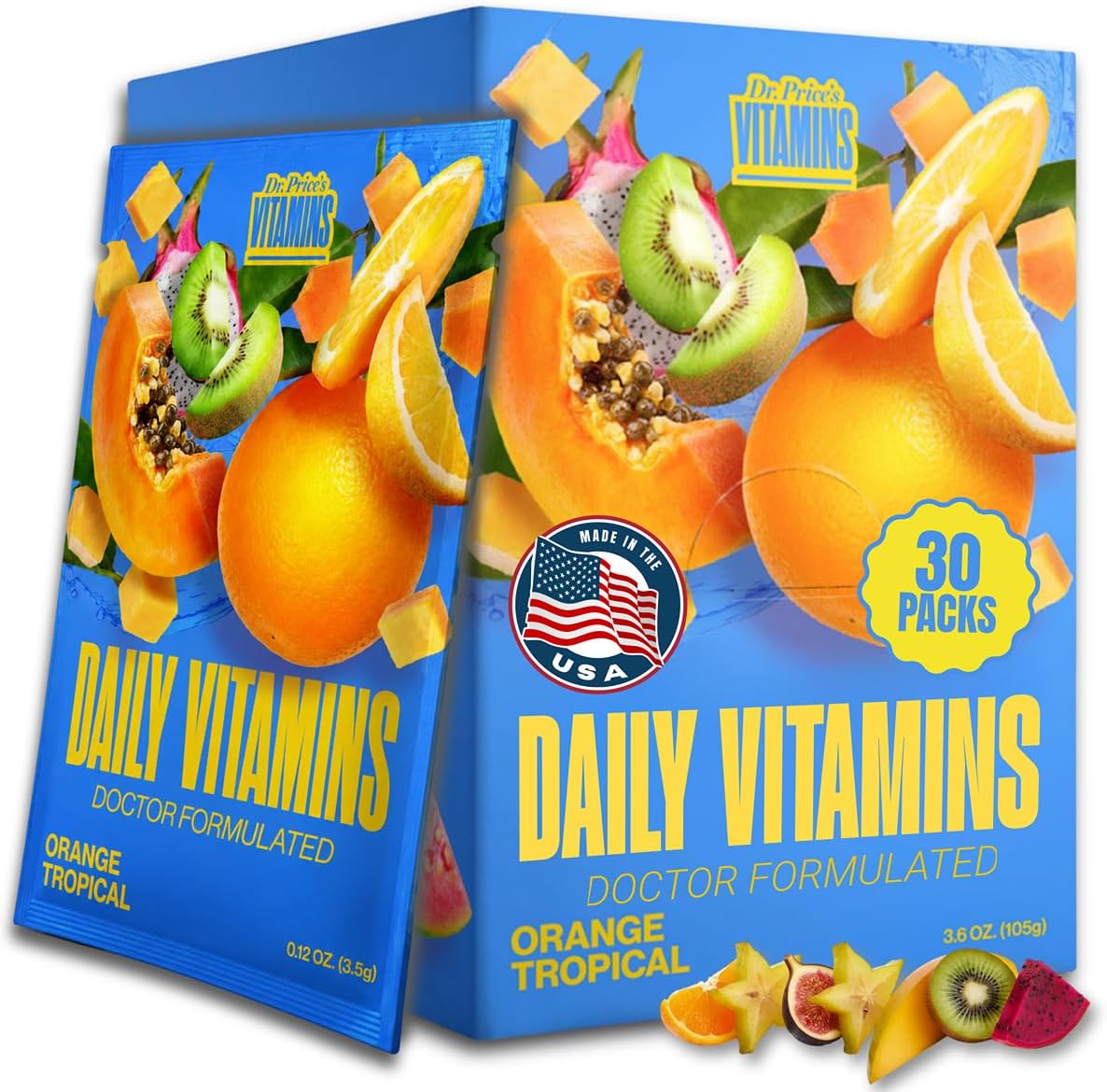 Dr. Price's Multivitamin for Women and Men | Tropical 30 Servings | Daily Supplement Powder with Vitamin C, B Complex & Minerals - görsel 1