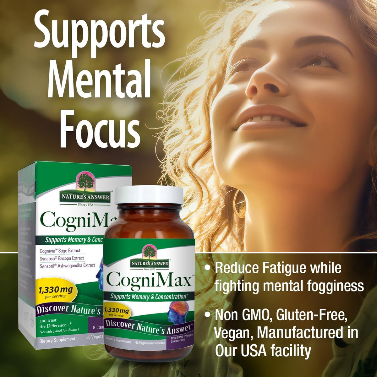 Nature's Answer CogniMax 1330 mg Food Supplement Blend, 60 Capsules - görsel 4