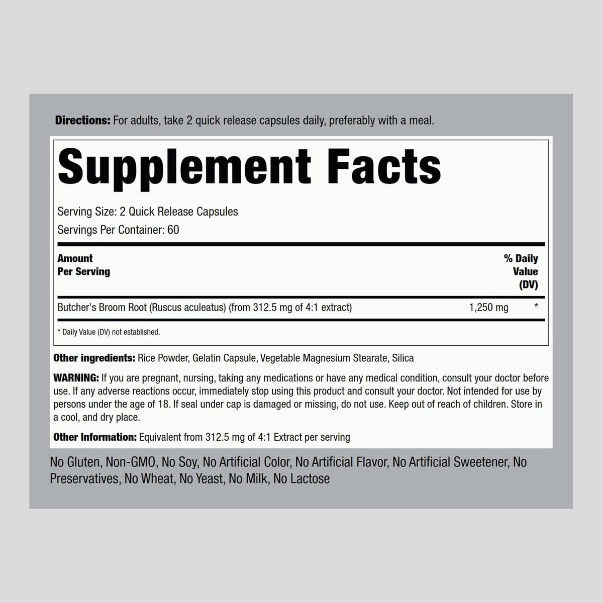 Piping Rock Butchers Broom Supplement | 120 Capsules | Traditional Herbal Root Extract - görsel 2