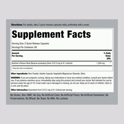 Piping Rock Butchers Broom Supplement | 120 Capsules | Traditional Herbal Root Extract