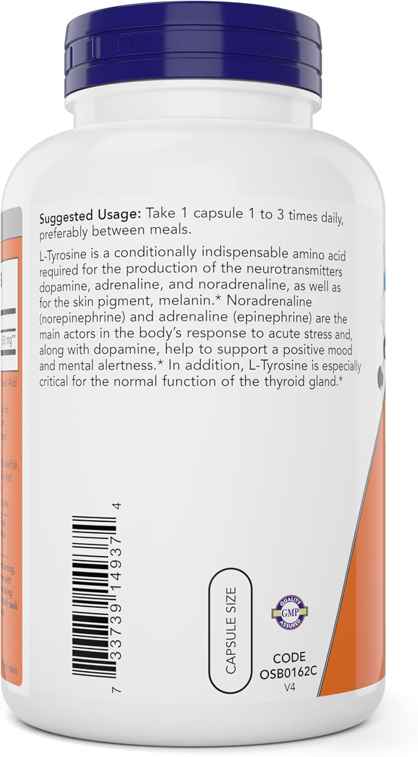 Now Foods L-Tyrosine 500mg, 300 Capsules - görsel 3