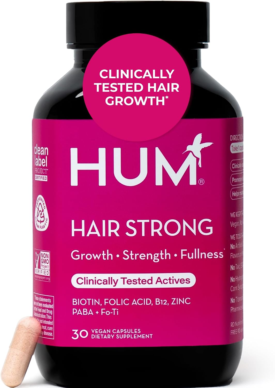 HUM Hair Strong Daily Hair Growth Gummies - 180 Gummies with Biotin, Zinc, Vitamin B12, Folic Acid & Fo-Ti for Healthy Hair Support - görsel 10