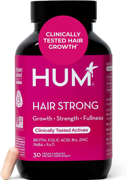 HUM Hair Strong Daily Hair Growth Gummies - 180 Gummies with Biotin, Zinc, Vitamin B12, Folic Acid & Fo-Ti for Healthy Hair Support