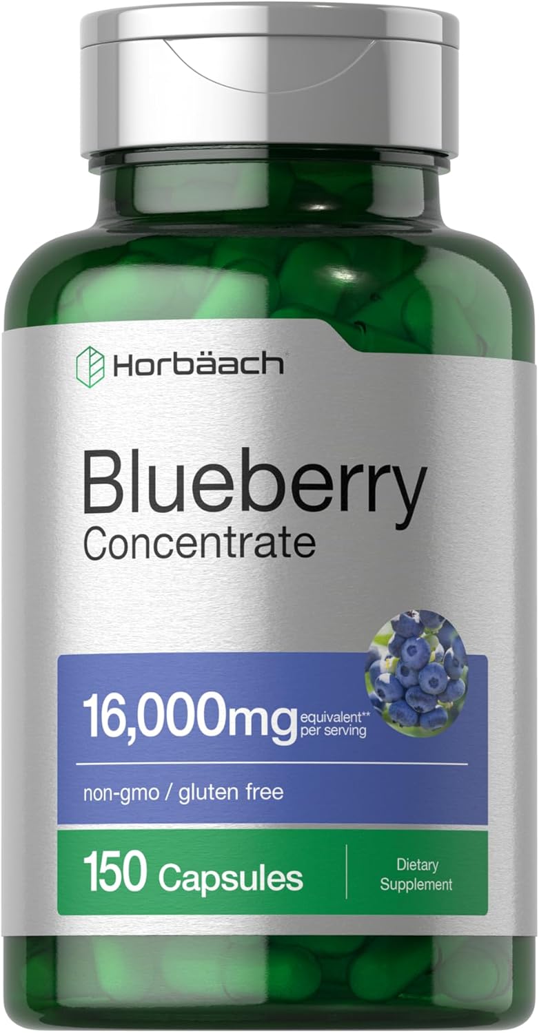 Horbäach Blueberry Concentrate Extract, 150 Capsules (Non-GMO, Gluten-free) - görsel 1