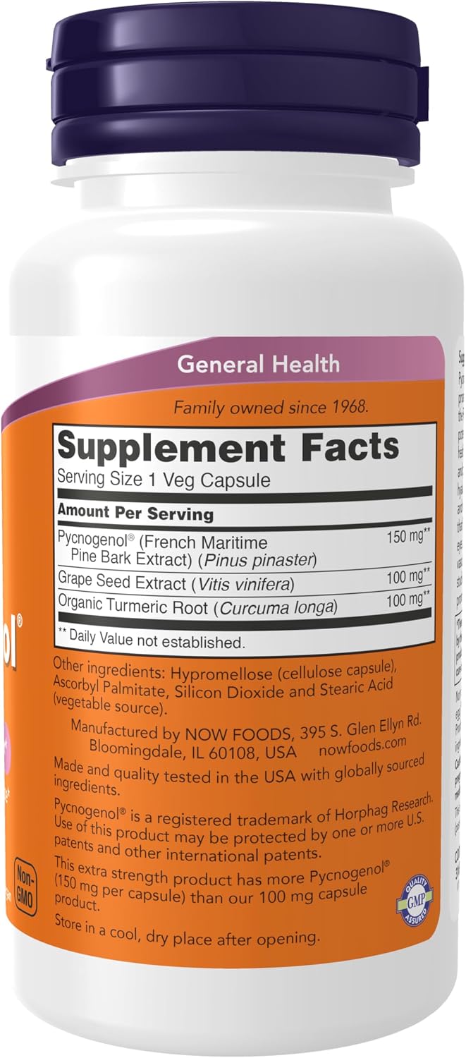 Now Supplements, Extra Strength Pycnogenol® 150mg, 60 Vegan Capsules - görsel 2