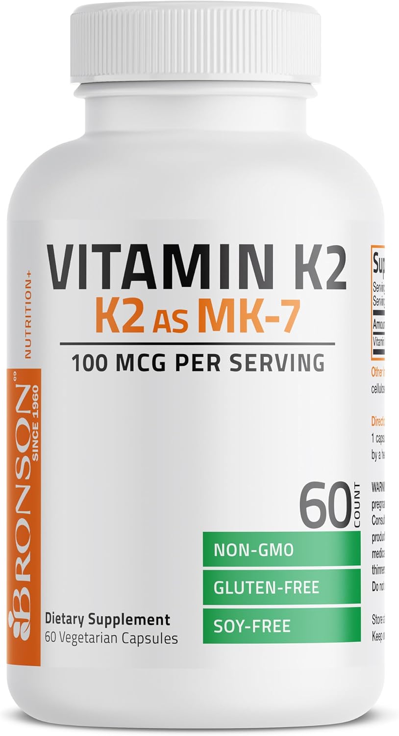 Bronson Vitamin K2 MK-7 100 mcg Non-GMO, 60 Capsules - görsel 5