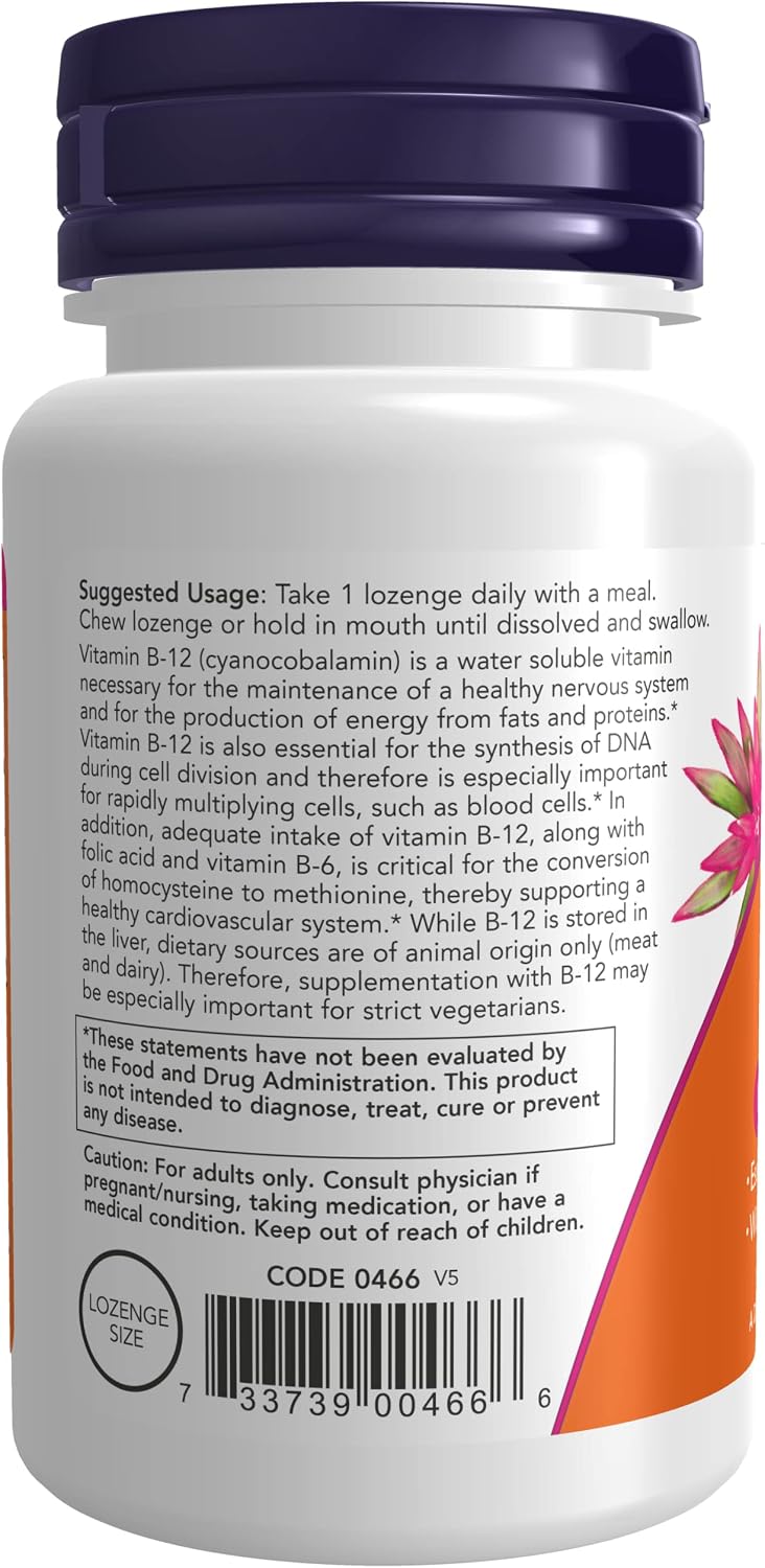 NOW B-12 1000mcg Lozenges, 100 Count (Pack of 3) - görsel 3