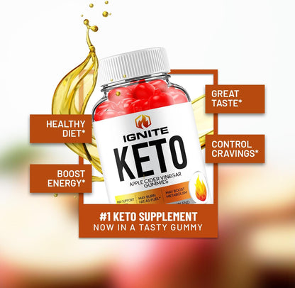Ignite Keto ACV Gummies - Advanced Formula Keto Plus ACV Food Supplement (60 Gummies)