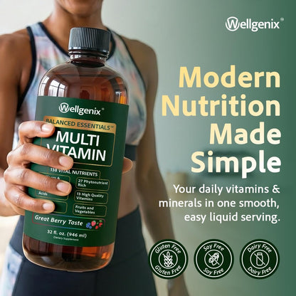 Wellgenix Balanced Essentials Liquid Multivitamin & Minerals - 946 ml - 138 Nutrients per Serving