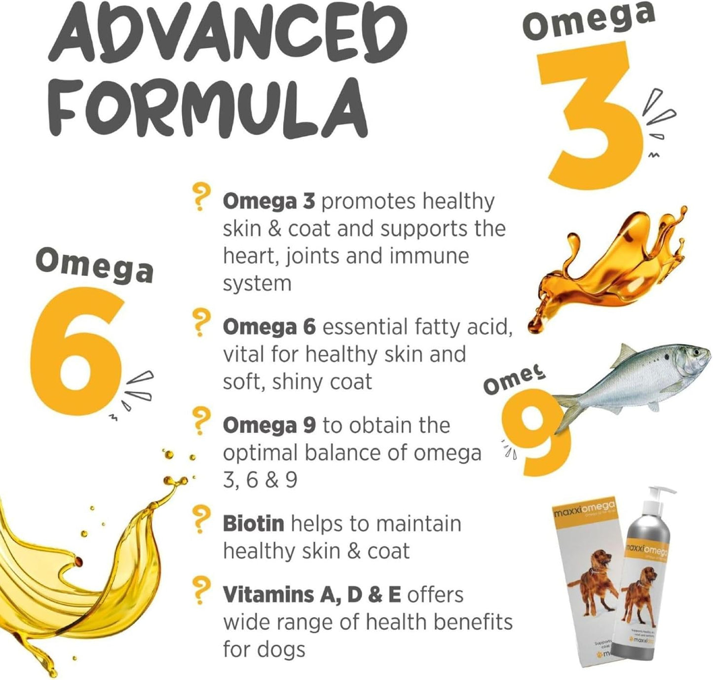 maxxiomega Omega 3, 6 & 9 Oil Supplement – Skin & Coat Support for Dogs, 10 oz - görsel 6