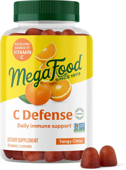 MegaFood C Defence Daily Vitamin C Gummies – Immune Support Supplement, Tangy Citrus, 70 Count (35 Servings)