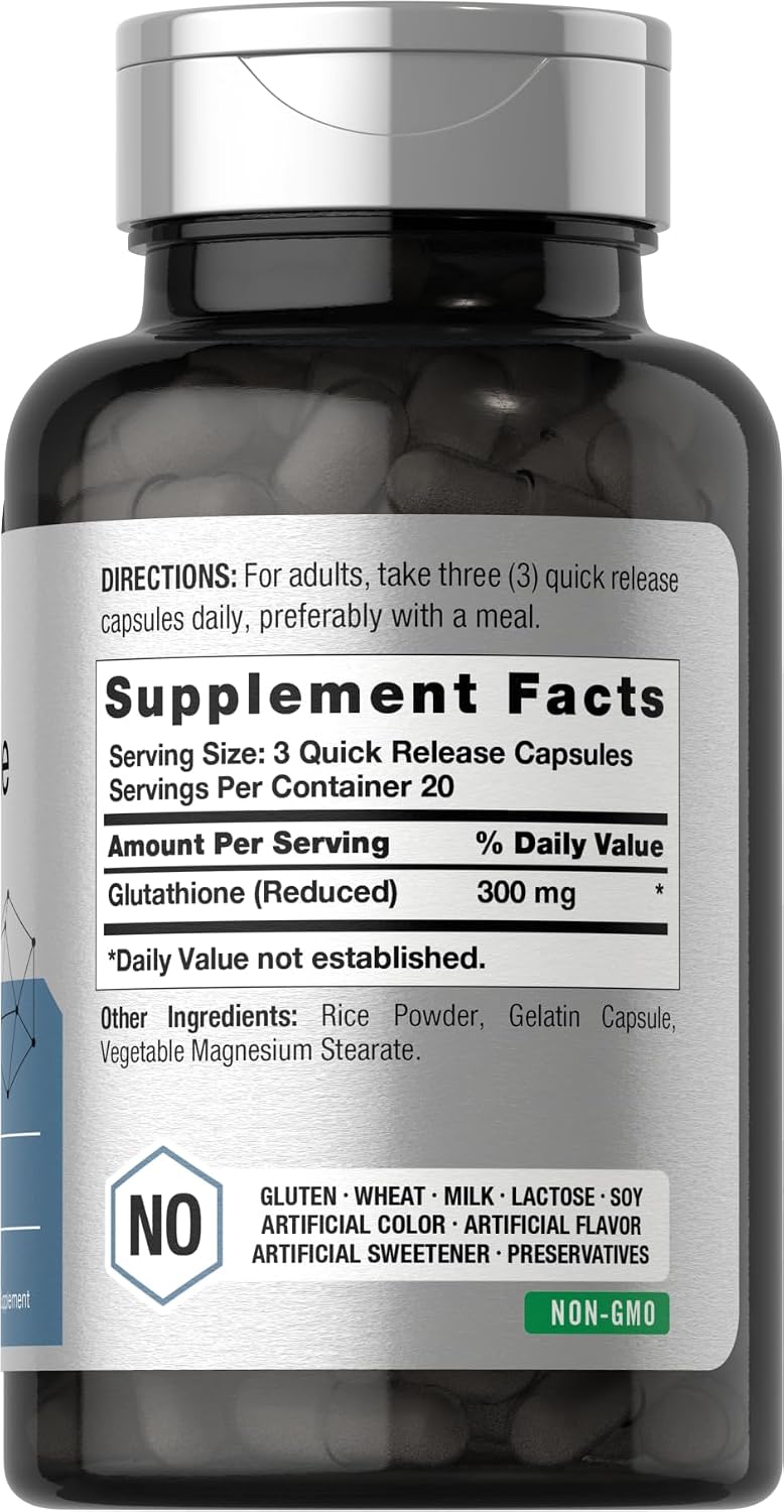 Horbäach Glutathione 300mg | 60 Capsules | Reduced Form | Non-GMO & Gluten-free Food Supplement - görsel 2