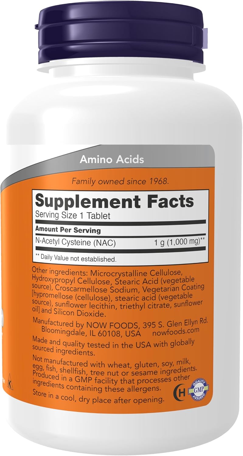 NOW Foods NAC (N-Acetyl-Cysteine) 1,000 mg, 120 Tablets - görsel 2