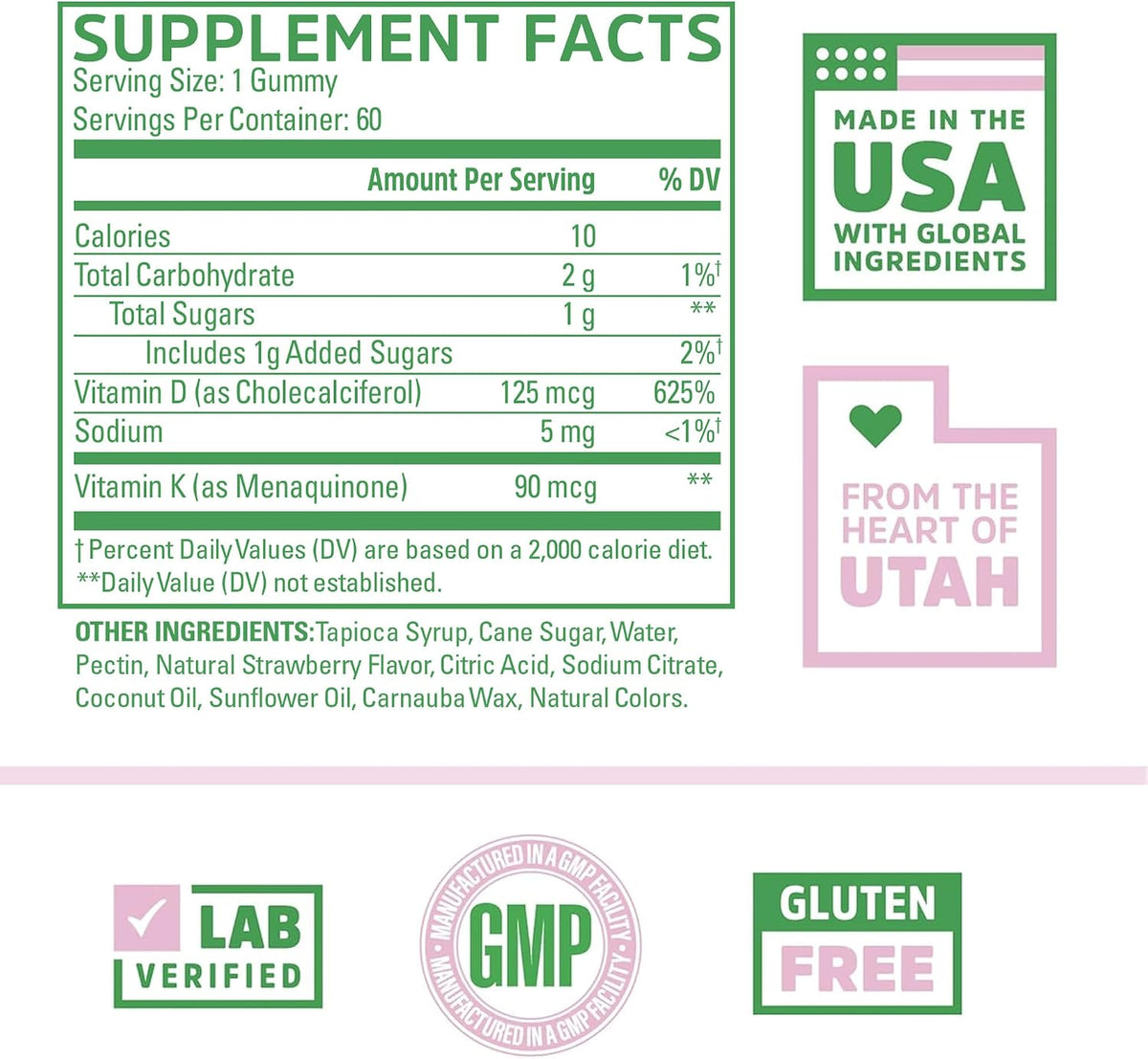Zhou D3+K2 - Vitamin D3 K2 Supplement for Women and Men, Immune Support, Gelatine-free Gummy with 5000 IU D3 and MK-7 - 60 Veggie Gummies - görsel 2