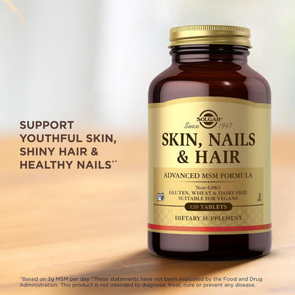 Solgar Skin, Nails & Hair – Advanced MSM Formula – 120 Tablets