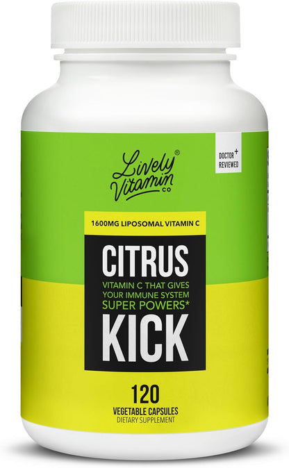 Lively Vitamin Co. Citrus Kick – Liposomal Vitamin C with Sunflower Lecithin & Bioflavonoids – Immune Support (120 Capsules)