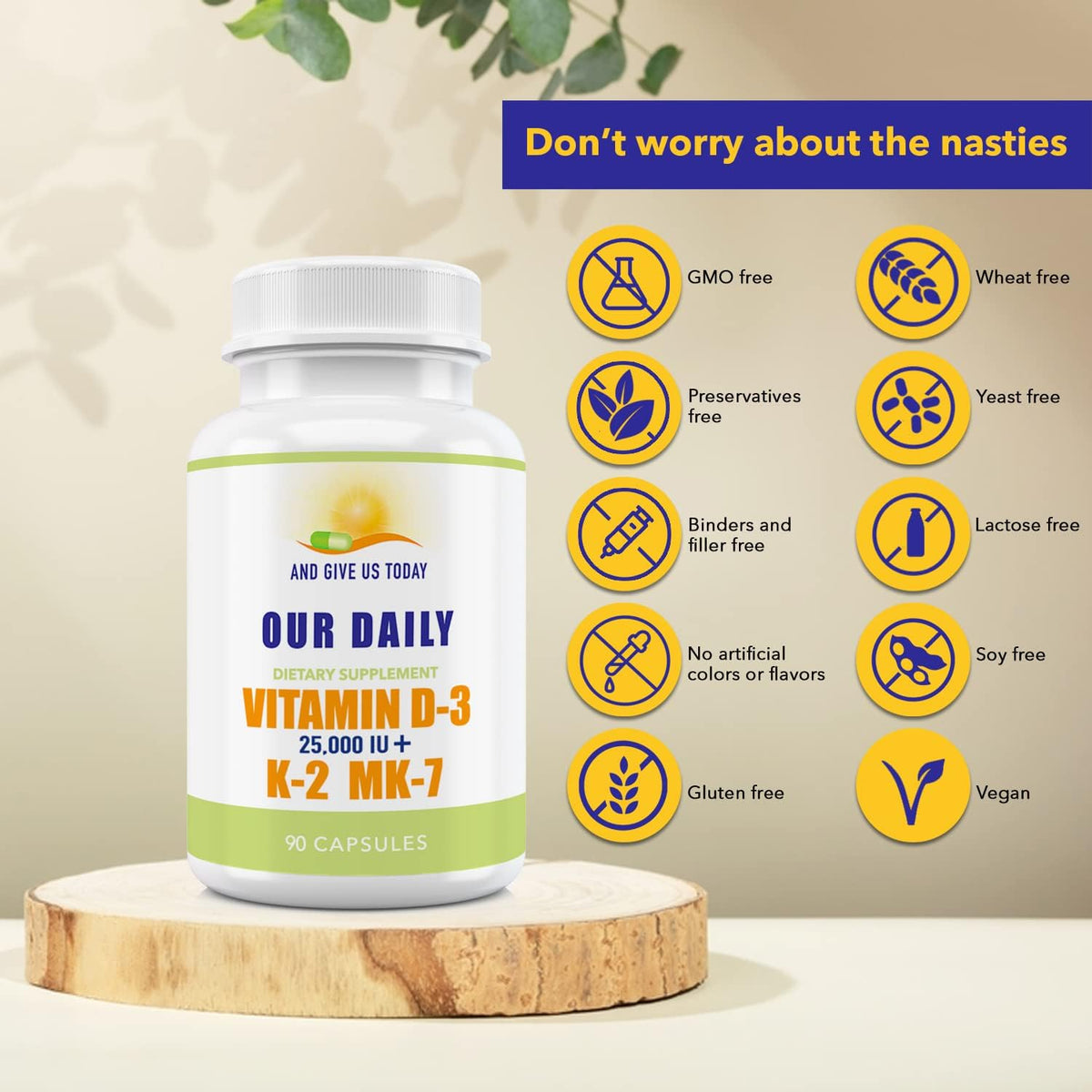 Our Daily Vites Vitamin D-3 25,000 IU + K2 - High Potency D3 with Vitamin K for Bone, Immune, Mood and Cardiovascular Support - görsel 4