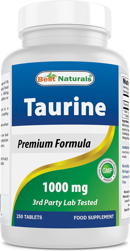 Best Naturals Taurine 1000mg, 250 Tablets (Pack of 2)