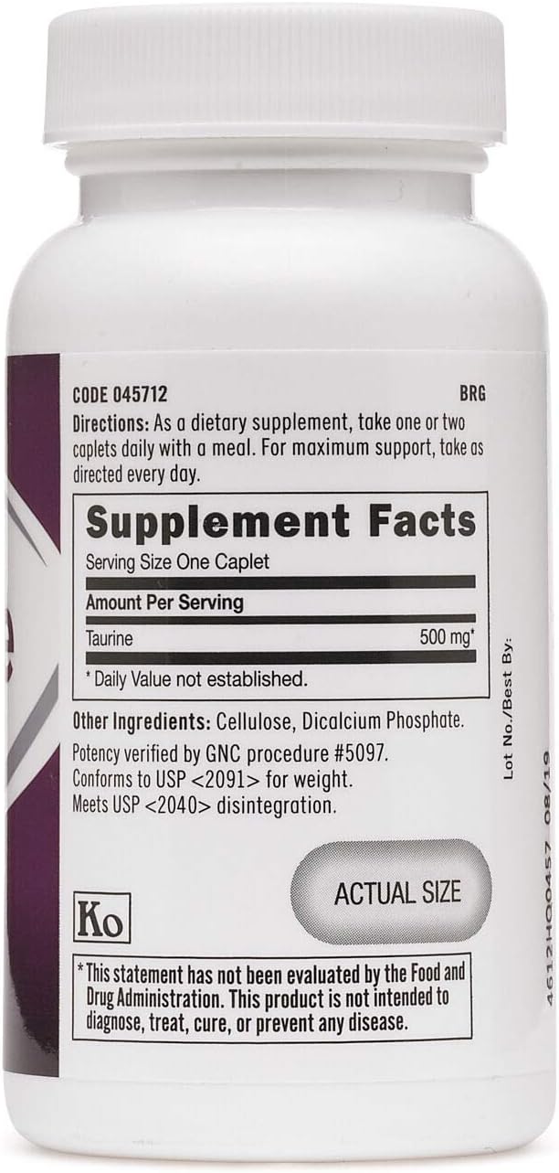 GNC Taurine 500mg, 50 Caplets - görsel 2