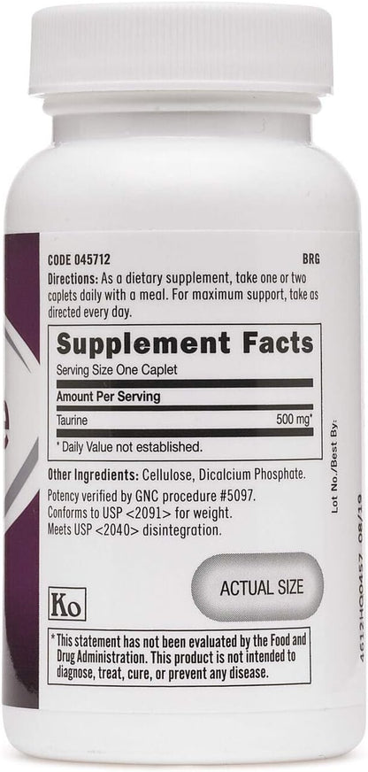 GNC Taurine 500mg, 50 Caplets