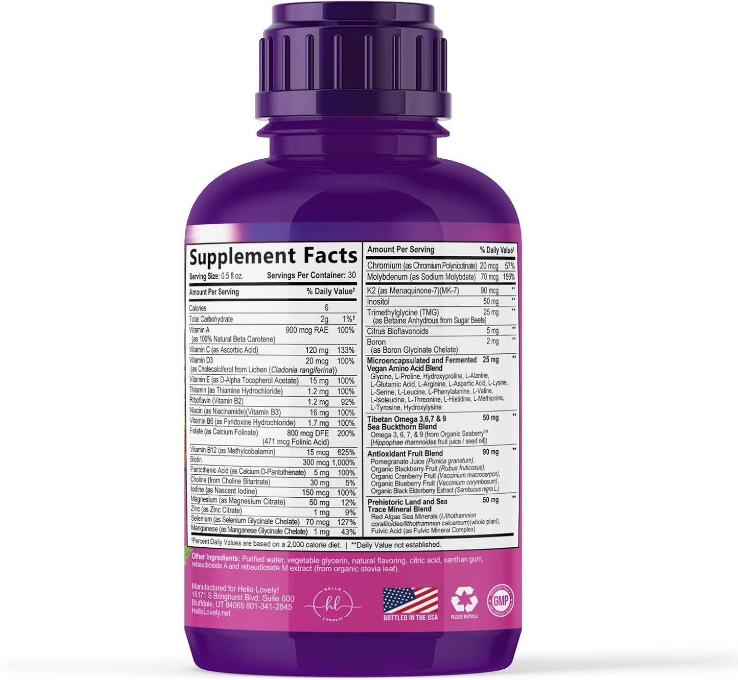 Hello Lovely! Liquid Multivitamin – Sugar Free Daily Multi for Women, Men & Kids, Berry Flavour (450 ml) - görsel 9
