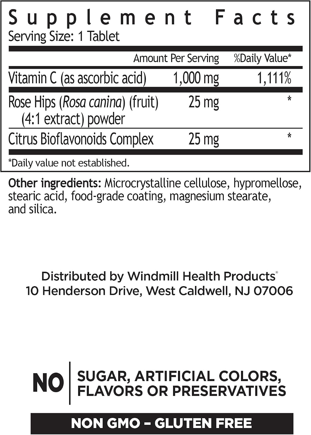 Windmill Vitamin C 1000mg Time Release with Rose Hips and Bioflavonoids - görsel 2