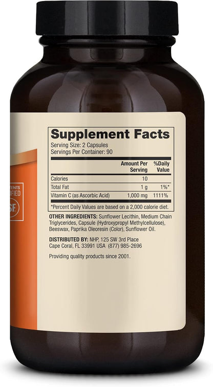 Dr. Mercola Liposomal Vitamin C – Brain, Heart, Eye & Immune Support – Provides 1,000 mg of Highly Absorbable Vitamin C – Non-GM, Gluten-Free & Soya-Free – 180 Capsules (90 Servings)