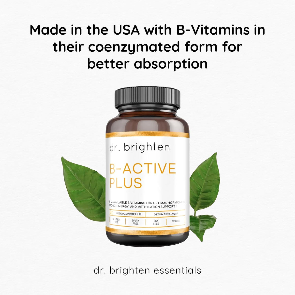Dr. Brighten B-Active Plus — Vegan B Vitamin Supplement for Energy, Metabolism, Heart Health and Memory, 60 Capsules - görsel 5