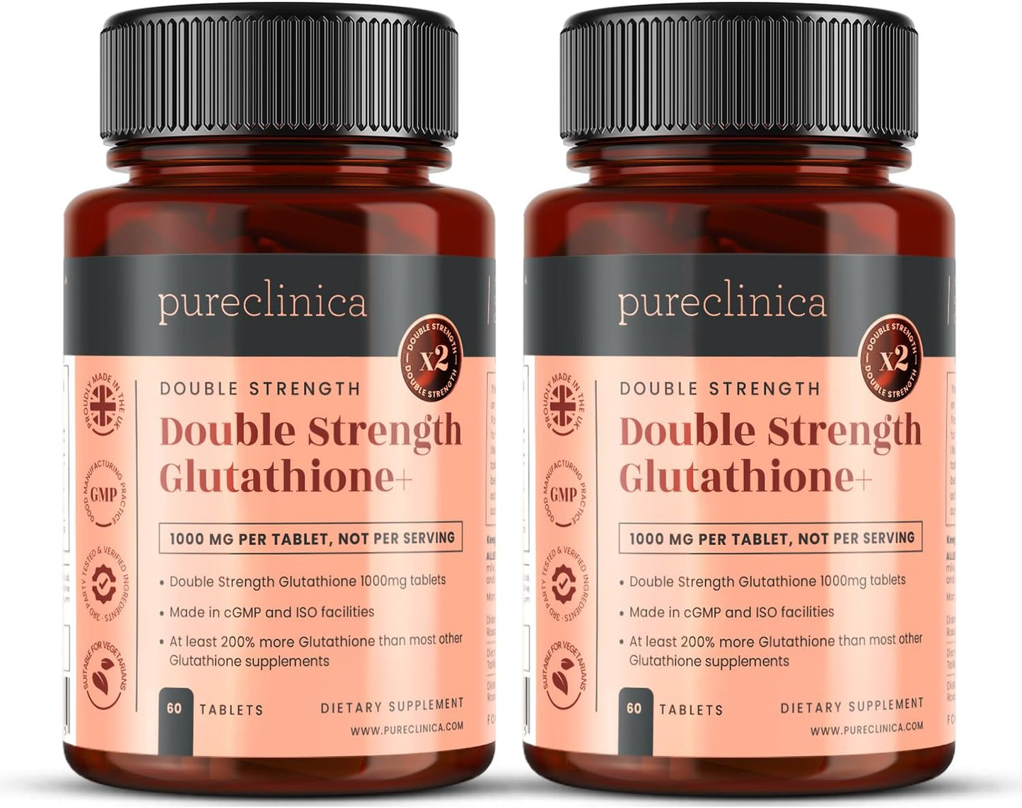 pureclinica Glutathione 1000mg – 120 Tablets (2-Pack) | High Strength with Glutathione, ALA & Vitamin C - görsel 1