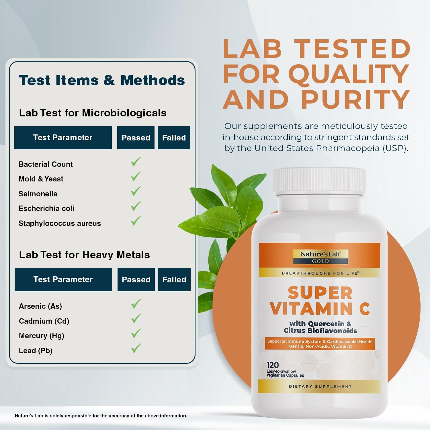 Nature's Lab Gold Super Vitamin C 1000 mg – Non-Acidic, with Bioflavonoids & Quercetin – 120 Capsules - görsel 4