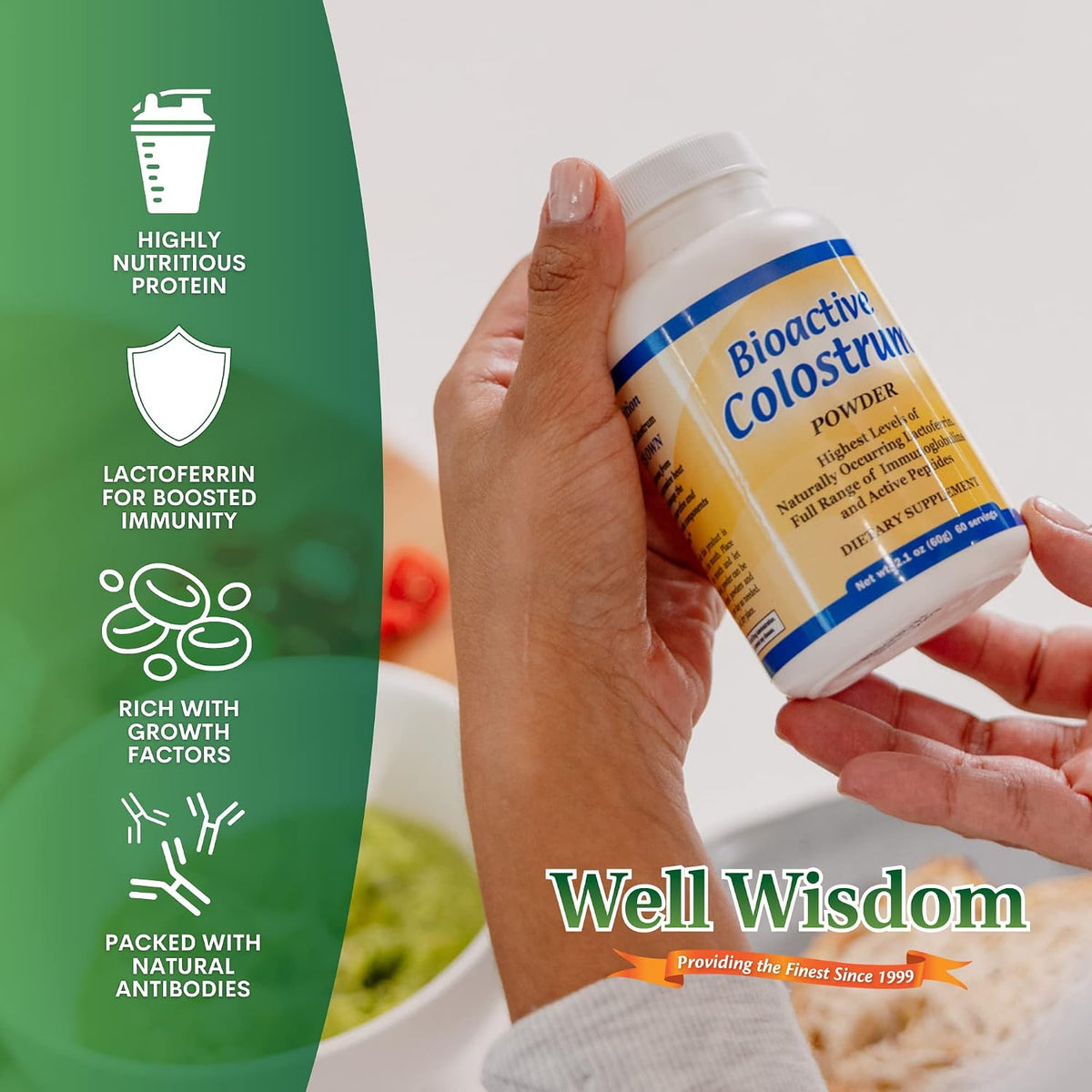 Bioactive Colostrum Well Wisdom – Grass-Fed Bovine Colostrum Powder, 60g - görsel 3