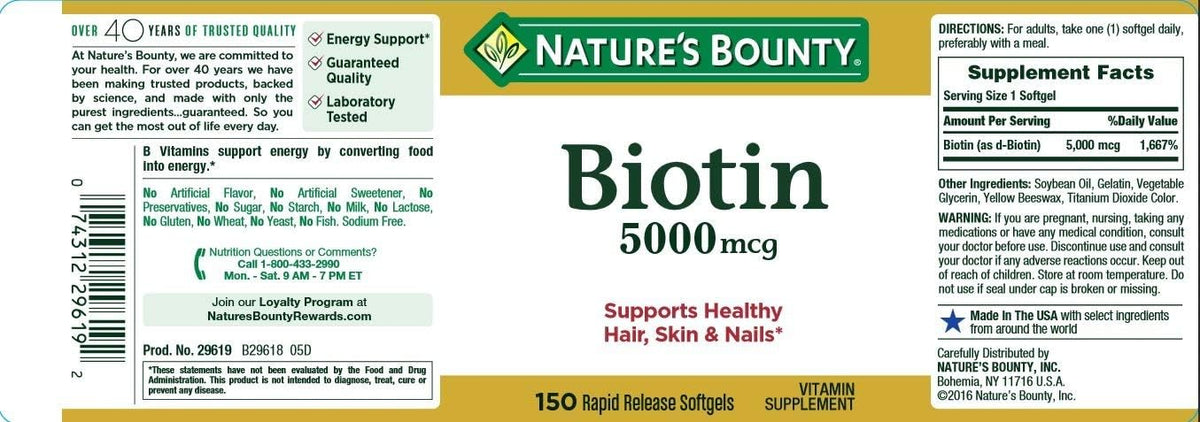 Nature's Bounty Biotin 5000mcg Rapid Release Softgels, 450 Count (3 Pack) - görsel 2