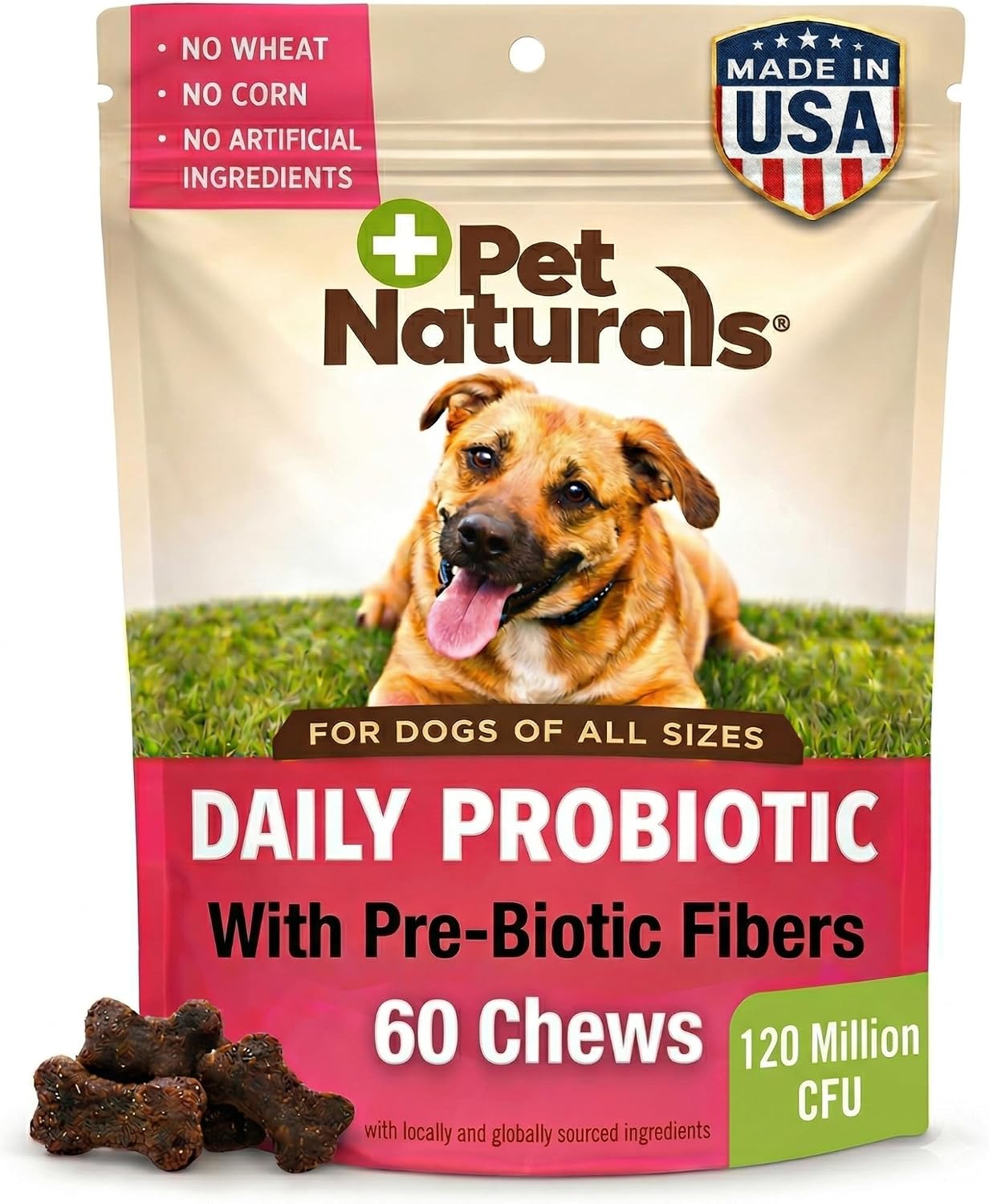 Pet Naturals Daily Probiotic Soft Chews for Dogs, Digestive and Immune Support Supplement, 1 Billion CFU per Chew, Duck Flavour, 60 Count - görsel 1