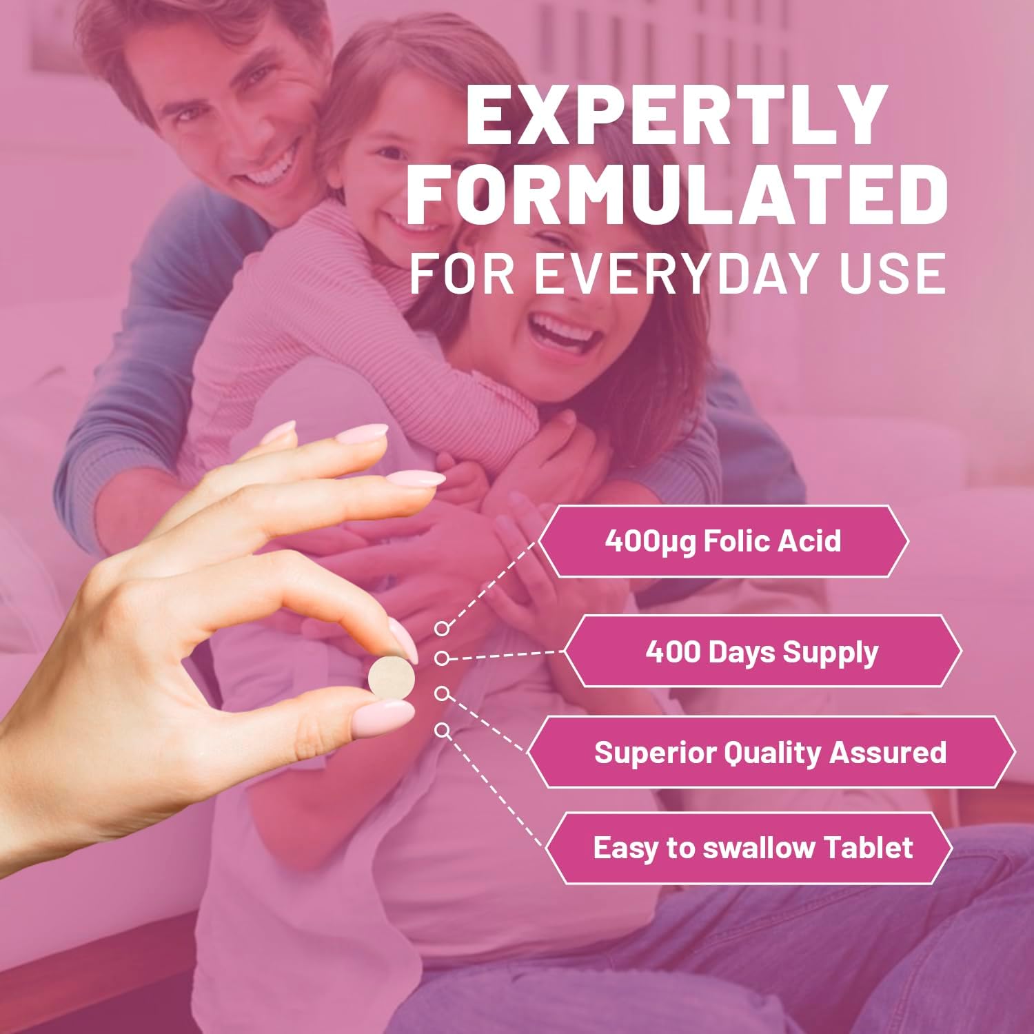 Folic Acid Tablets 400 mcg - 400 Vegan Vitamin B9 Tablets | 13 Month Supply | Vitamin B9 Pregnancy Support | UK Made – Prowise - görsel 5