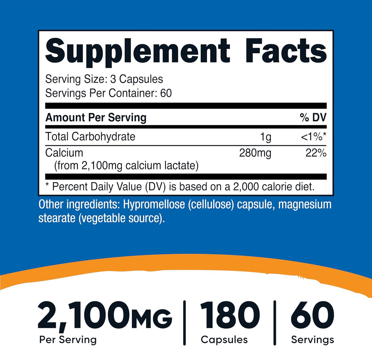 Nutricost Calcium Lactate 2,100mg; 180 Capsules – Vegan, Non-GMO and Gluten-free, 60 Servings – Image 2