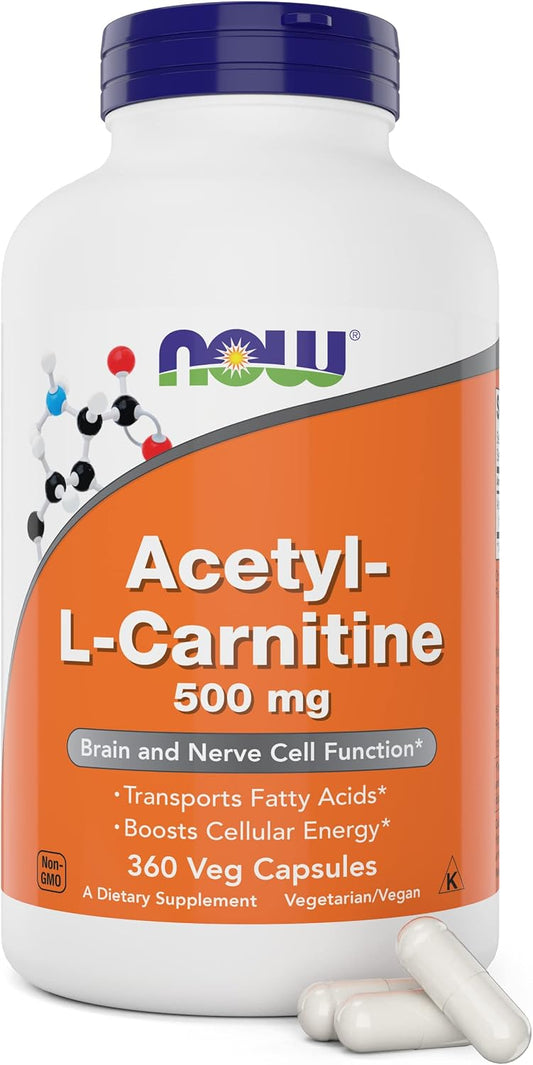 NOW Foods Acetyl-L-Carnitine 500mg, 360 Veg Capsules