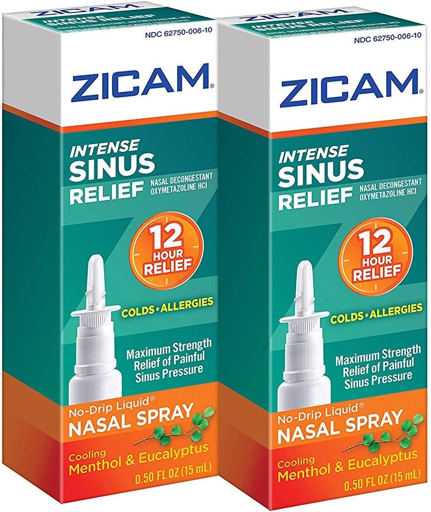 Zicam Intense Sinus Relief No-drip Liquid Nasal Spray with Cooling Menthol & Eucalyptus, 0.5 fl oz (Pack of 2) - görsel 1